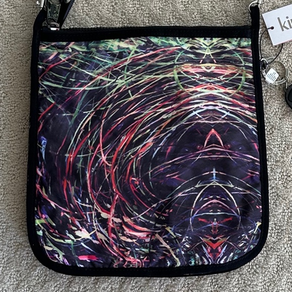 Kipling Crossbody/Shoulder Bag Splash Rainbow Abstract Print Black/Multi NWT - Picture 4 of 16